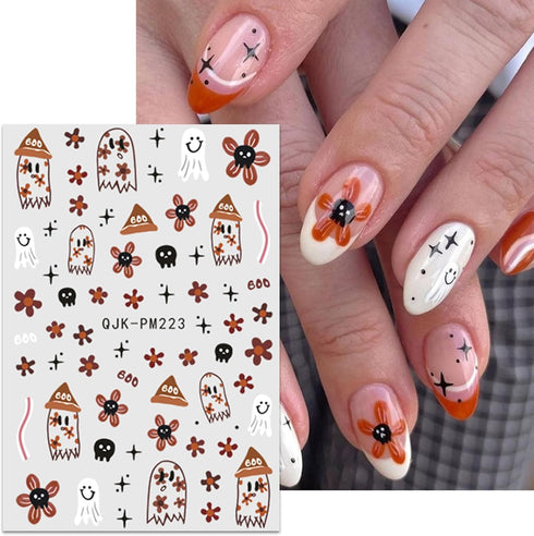 JMEOWIO 9 Sheets Halloween Nail Art Stickers Decals Self-Adhesive Cute Flower Ghost Nail Supplies Nail Art Design Decoration Accessories...