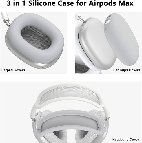 Silicone Case Cover for AirPods Max, Ear Pad Case Cover/Ear Cups Cover/Headband Cover for AirPods Max Headphones, Anti-Scratch Accessories Soft Si...
