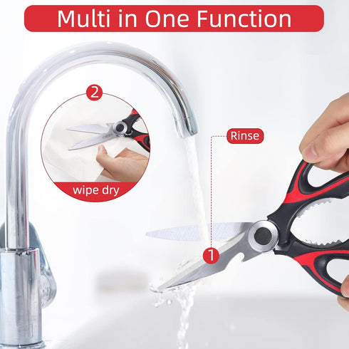 Kitchen Scissor For General Use 2-Packs,Heavy Duty Kitchen Raptor Meat Shears,Dishwasher Safe Cooking Scissors, Stainless Steel Multi-function Sci...