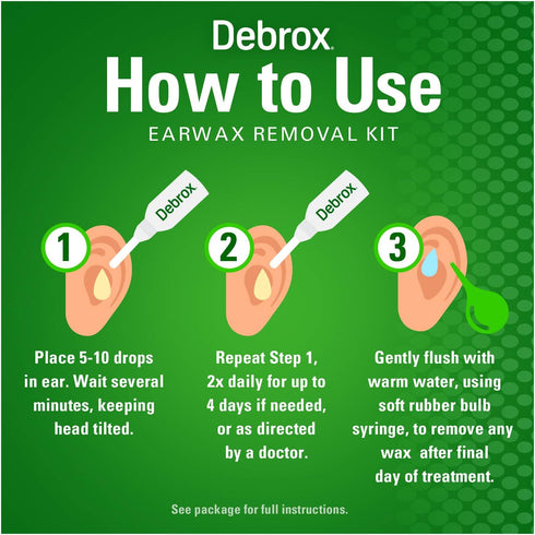 Debrox Ear Wax Removal Kit - Includes Bulb Syringe and 0.5 Fl Oz Removal Drops for Cleaning Ears...