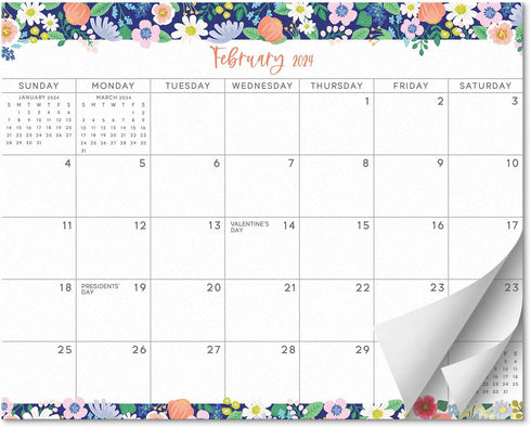 S&O Floral Magnetic Fridge Calendar from January 2024-June 2025 - Tear-Off Refrigerator Calendar to Track Events & Appointments - 18 Month Magneti...