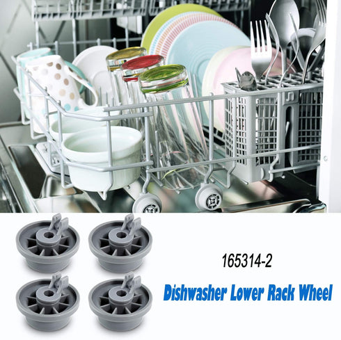 4 Packs 165314 Dishwasher Wheels Lower Rack Fit for Bosch,Dishwasher Wheels Replaces Dish Rack Part Number 420198 AP2802428 PS3439123