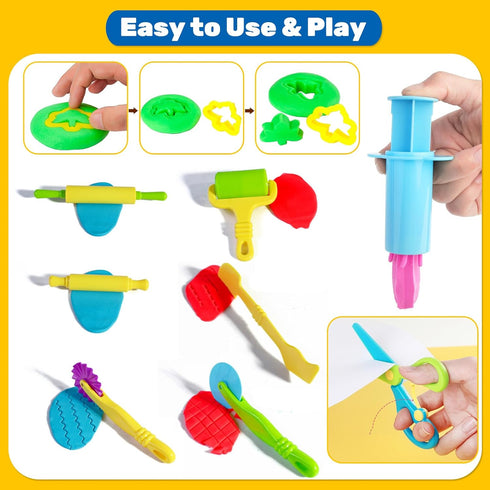 Playdough Tools for Kids, 24 Pieces Play Dough Tools Set with Rolling Pins,Playdough Cutters,Playdough Extruders,Scissor...