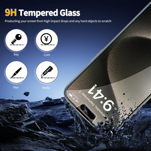 3 Pack Glass Screen Protector for iPhone 15 Pro Max (6.7"), 9HD Tempered Glass, Case Friendly, Anti Scratch Bubble Free Ultra Resistant...