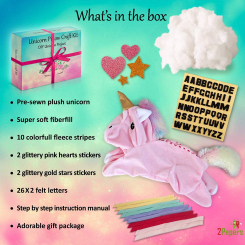 Make Your Own Unicorn Pillow Kit Arts and Crafts for Girls (No Sewing Needed), DIY Stuffed Craft kit for Kids, Unicorn Gifts for Girls...