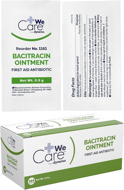 Dynarex Bacitracin Topical Ointment USP - First Response Wound Care Supplies for Minor Cuts, Scrapes & Burns - Helps Keep Wounds Clean - 1 Box of ...