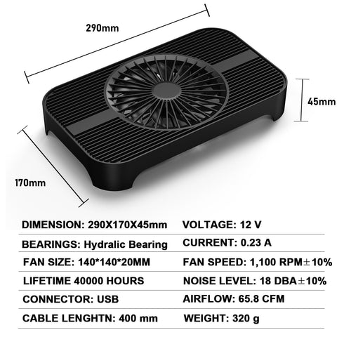Network Devices Cooling Solution USB Fan, Airflow 65.8CFM 5V USB Quiet Fan, Computer Fan Portable USB Fans Compatible for Router TV Receiver DVR P...