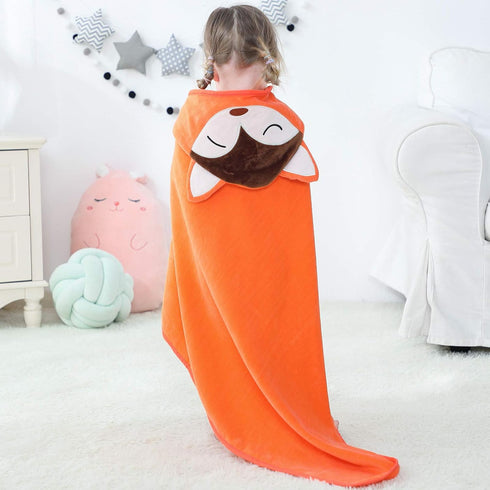 MICHLEY Animal Hooded Baby Towel Washcloth, Toddler Premium Cotton Absorbent Bathrobe for Girls Boys 0-6T (Fox)...