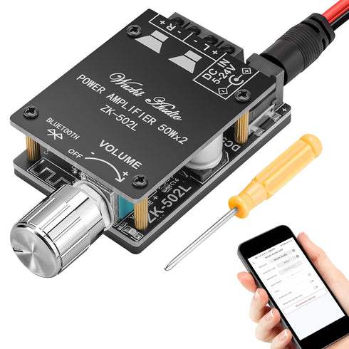 Mini Amplifier Board Bluetooth Amplifier 2.0 2X50W 5V-24V Audio Power Amplifier Module for Store Home Theater Speakers...