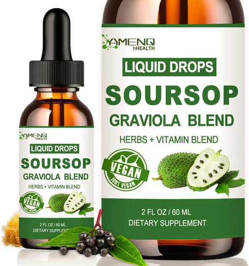 Soursop Graviola Liquid Drops, Organic Soursop Leave Extract w/Sea Moss, Elderberry Vitamin C and Zinc, 16-in-1 Soursop Bitters Liquid for Cell Su...