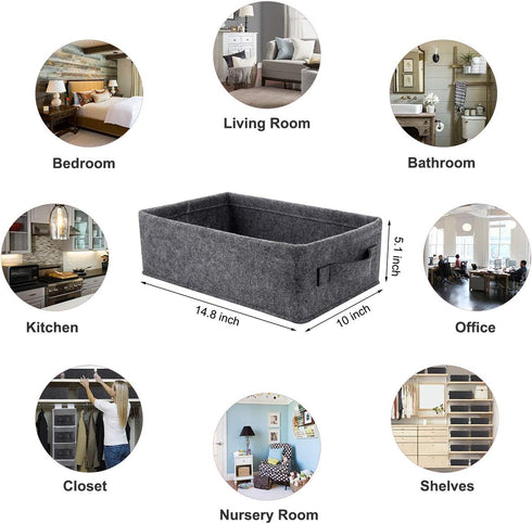 Small Basket Shallow Storage Baskets Felt Storage Basket Bin Long Narrow Basket for Towels Dog Cat Toys Office Supplies Dippers Baby Toys Storage ...
