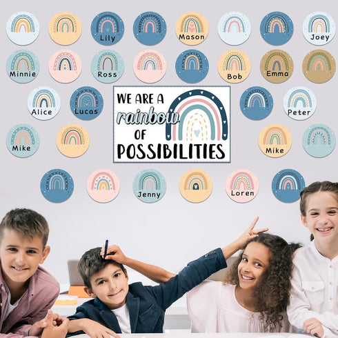 Boho Rainbow Bulletin Board Classroom Decoration Motivational Cutouts Positive Inspirational We are A Rainbow of Possibilities Blue Rainbow Bullet...