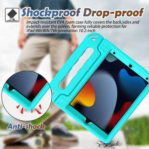LTROP Kids Case for iPad 9th/ 8th/ 7th Generation 10.2-inch (2021/2020/ 2019) - iPad 10.2 Case for Kids, Light Weight Convertible Handle Stand Chi...