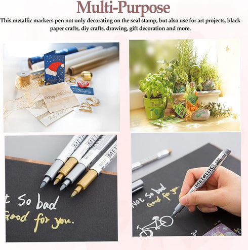 4pcs Metallic Pen Wax Seal Pen Kit,for Wedding Invitation Envelope Seal Stamp Decor(Slive/Gold)...