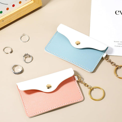 2 Pack Birth Control Pill Case Sleeve Packet PU Leather Wallet Pill Holder Birth Control Case with Snap Closure and Keyring Contraceptive Medicine...