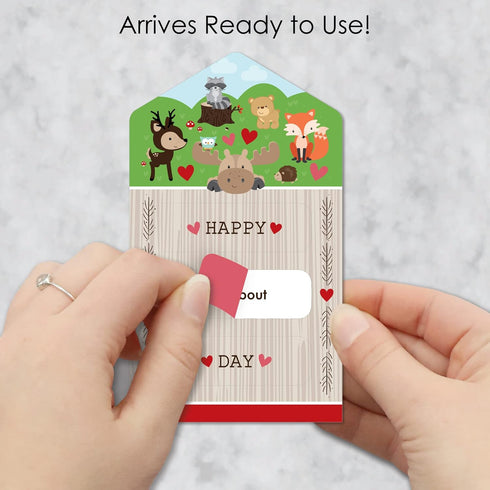 Big Dot of Happiness Woodland Creatures - Forest Cards for Kids - Happy Valentine’s Day Pull Tabs - Set of 12...