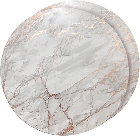 Dainty Home Foiled Granite Thick Cork Heat Resistant Dining Table Placemats Set of 2, 15" Round, Marbled Rose Gold - 2MC15RGO...