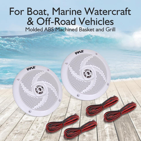 Pyle Marine Speakers - 4 Inch 2 Way Waterproof and Weather Resistant Outdoor Audio Stereo Sound System with 100 Watt Power and Low Profile Slim St...