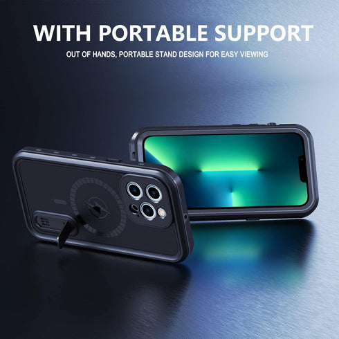 Compatible with iPhone 13 Pro Max Waterproof Case, Work with MagSafe Charging, Full Body Rugged Case with Built-in Screen Protector Military Grade...
