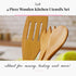 tuuli Kitchen - 4-Piece Wooden Cooking Utensils Set, Solid Cherry Wood (BBQ Tongs, Kitchen Spoon, Fork and Spatula), Durable Wooden Utensils for E...