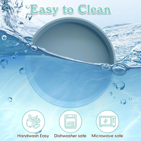 Silicone Cat Bowl Set of 2 Shallow Cat Food Dish 7in Wide Cat Plates Relief Whisker Fatigue Pet Feeding Bowls for Kittens Puppy Dog (Round Blue)...