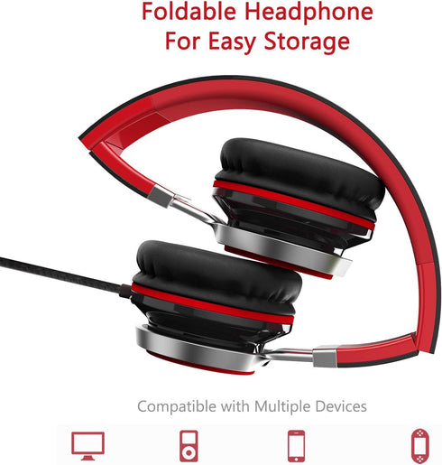 ELECDER i39 Headphones with Microphone Foldable Lightweight Adjustable On Ear Headsets with 3.5mm Jack for Cellphones Computer MP3/4 Kindle School...