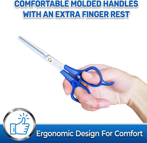 PET MAGASIN Pet Thinning Shears - Professional Thinning Scissors with Toothed Blade - Blue...