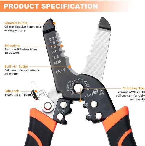 Wire Stripper with Cutter and Crimper, Professional Crimping/Stripping tool/Multi-Tool, twist/cutting/wire Hand Tool, Stripping for AWG 10-20(Wire...