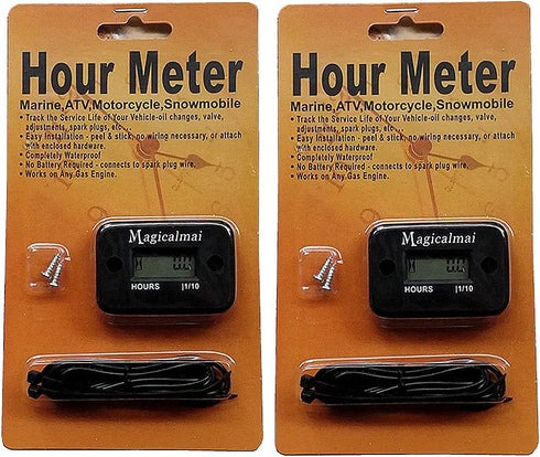 2pcs Magicalmai Inductive Hour Meter for Gas Engine Generator Lawn Mower Pressure Washer Marine ATV Boat Outboard Motor Dirt Bike Motorcycle Water...