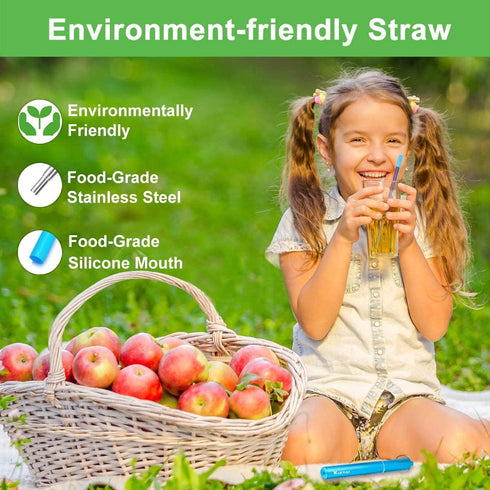 Kynup Reusable Straws, 4Pack Collapsible Portable Metal Straw Reusable Foldable Stainless Steel Drinking Travel Telescopic Straw with Case, Clean ...