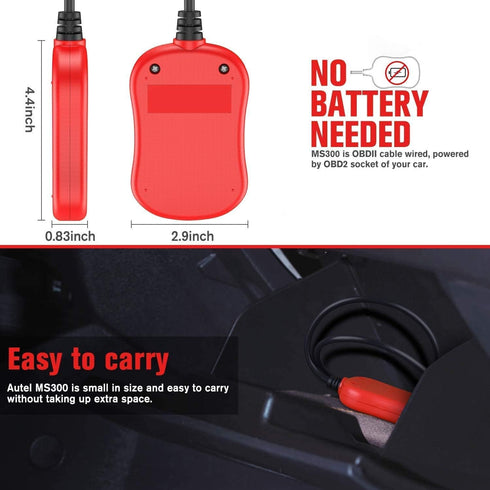 Autel MS300 OBD2 Scanner Code Reader, Turn Off Check Engine Light, Read & Erase Fault Codes, Check Emission Monitor Status CAN Diagnostic Scan Too...
