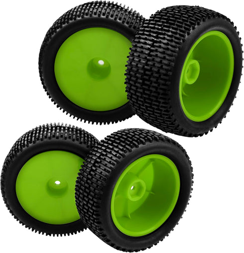 OD 88mm/3.46" Rubber Tire Front Rear Tyre & Plastic Wheel Rims 12mm Hex Hub Compatible with Redcat Tornado Shockwave HPI HSP Kyosho Losi 1/10 Scal...