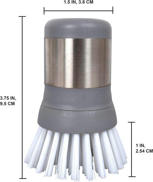Stainless Steel Mini Scrub Brush, Ergonomic Palm Scrubber with Stainless Steel Handle, Pack of 2, Gray (1436A2P6-AMZ)...
