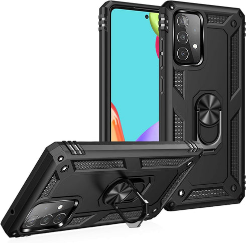 Military Grade Drop Impact for Samsung Galaxy A52 5G Case 360 Metal Rotating Ring Kickstand Holder Armor Heavy Duty Shockproof Cover for Galaxy A5...