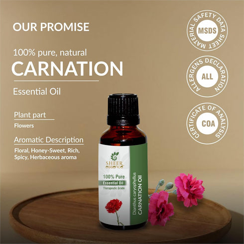 Carnation Oil 15 ML (0.51 Fl.OZ) | 100% Pure Natural Undiluted Uncut Therapeutic Grade Dianthus Caryophyllus Essential Oil...