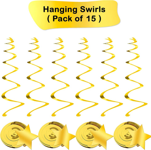 KatchOn, Gold Star Hanging Swirls - Pack of 30, No DIY | Gold Star Decorations for Party | Hanging Stars Decoration for Birthday, Wedding, Anniver...