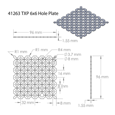 TETRIX PRIME 6x6 Plate, 96 mm x 96 mm Aluminum Building Plate, Robotics Building Elements, Spare Parts for Robotics and Vehicles, Package of 2, Co...
