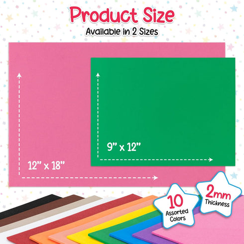 Hygloss Sheets Colorful Foam for DIY Arts & Craft, 12” x 18”, Blue, 10 Piece...
