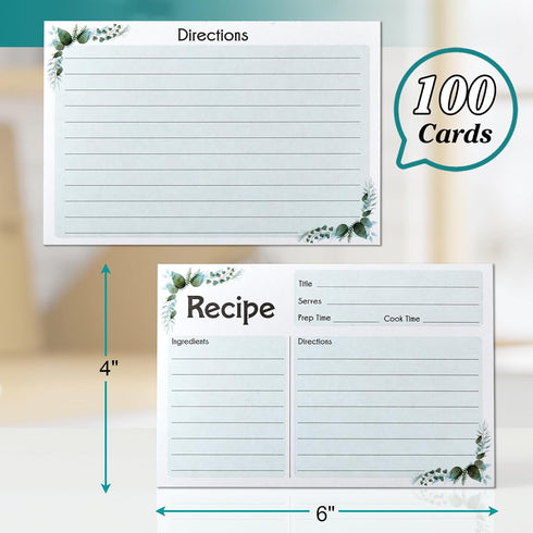 Recipe Card 4x6, 100 Count Blank Recipe Cards Double-Sided, 4x6 Recipe Cards for Bridal Shower...