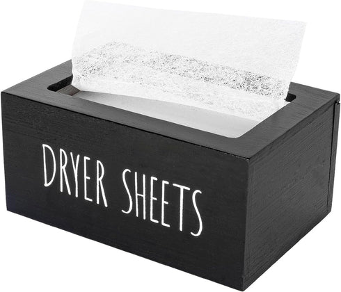 zoocatia Laundry Room Decor Dryer Sheet Container Wood Detergent Dispenser Organization and Storage Box Holder for Laundry Pods, Dryer Balls, Blac...