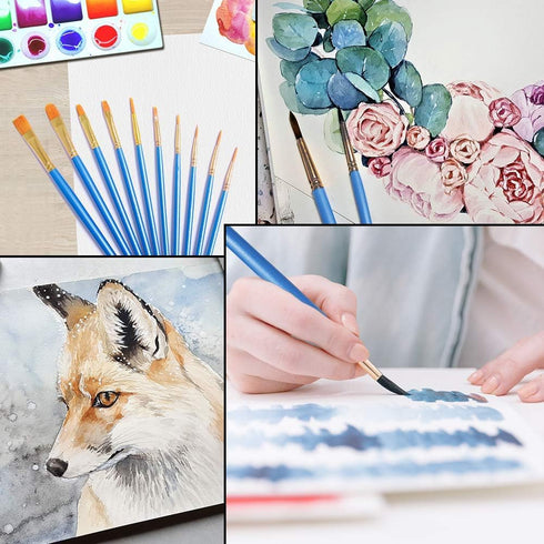 Acrylic Paint Brush Set,9 Packs / 90 pcs Nylon Hair Brushes for All Purpose Oil Watercolor Painting?Miniature Detail Painting Artist Professional ...