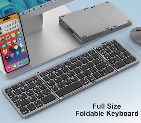 MoKo Foldable Bluetooth Keyboard, Multi-Device Folding Wireless Keyboard with Number Pad, Portable Keyboard for Laptop Tablet Phone, USB-C Recharg...