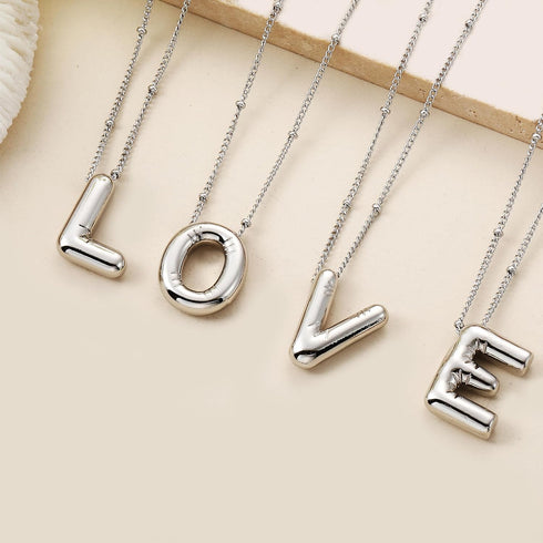 Bubble Letter Necklace for Women,14K Gold Plated Dainty Balloon Initial Pendant Necklace for Girls,Charm Puffy Name Personalized A-Z Alphabet Jewe...