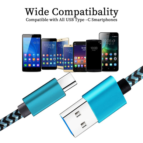 C Cords 3A Fast Charge Tpc010 2 Pack(6Ft 3A) Braided C Charger Cables Compatible with Samsung S10e/note 9/s10/s9/s8 Plus/A80/A50/A20...