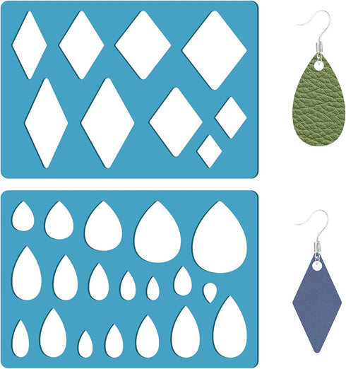 GORGECRAFT 2 Styles Teardrop Earring Template Reusable Diamond Jewelry Shape Templates Geometric Stencils Leather Earring Acrylic Cutting Stencil ...