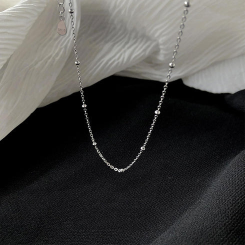 Simple Choker Necklace for Women 925 Sterling Silver Dainty Satellite Bead Pendant Clavicle Chain Minimalist Mother‘s Day Graduation Jewelry Gift ...