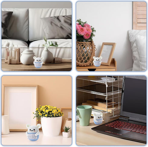 Mini Funny Positive Mouse, 3 Inch Positive Mouse Crochet Cute Wool Funny Knitted Positive Mouse Doll Cheer up Gifts for New Year Gift Birthday Gif...