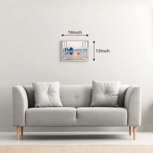 artopia Lake Mountain Wall Art - Canvas Picture of Sunrise and Sunset, Ideal Home House Bedroom Decor, 16x12 inches...