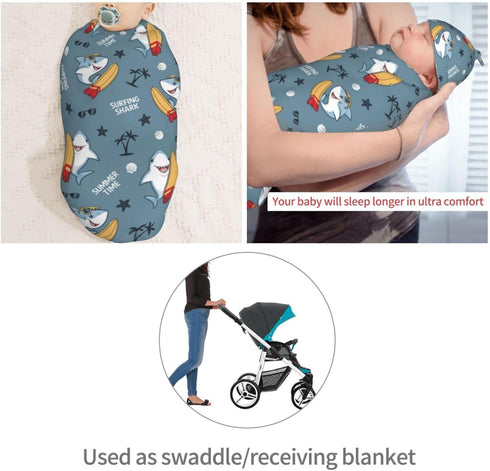 Cool Shark Tree Newborn Swaddle Blankets Hat Sets Soft Baby Receiving Blanket Swaddle Sack for Baby Shower Infant Boy Girl Gift...
