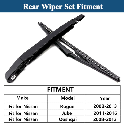 Rear Windshield Wiper Arm & Wiper Blade Set for Nissan Rogue 2008-2013,Juke 2011-2016,Nissan Qashqai 2008-2013 Rear Windshield Back Wiper Arm Blad...